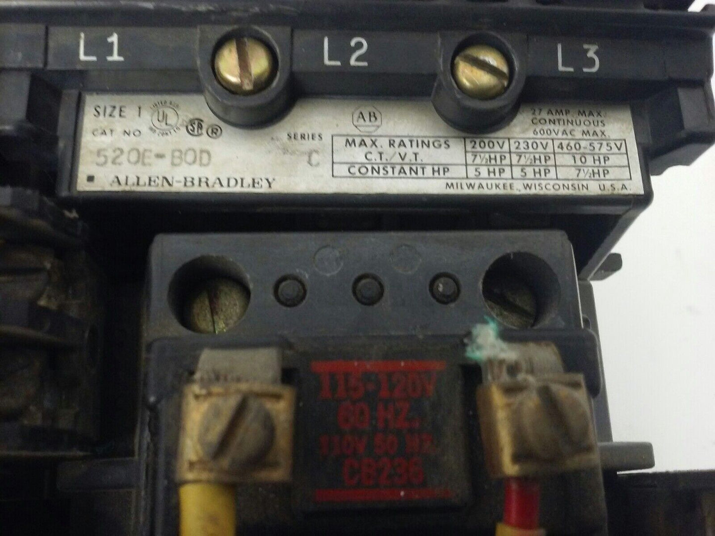 ALLEN BRADLEY, 520E-BOD , SER. C, REVERSING STARTER, SIZE 1, 600V, 120V COIL