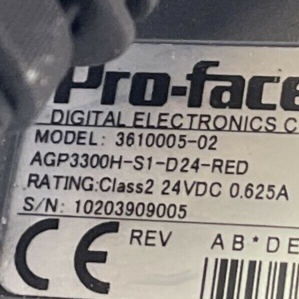 PRO-FACE 3610005-02 OPERATOR PANEL 24VDC 0.625A R REV: A