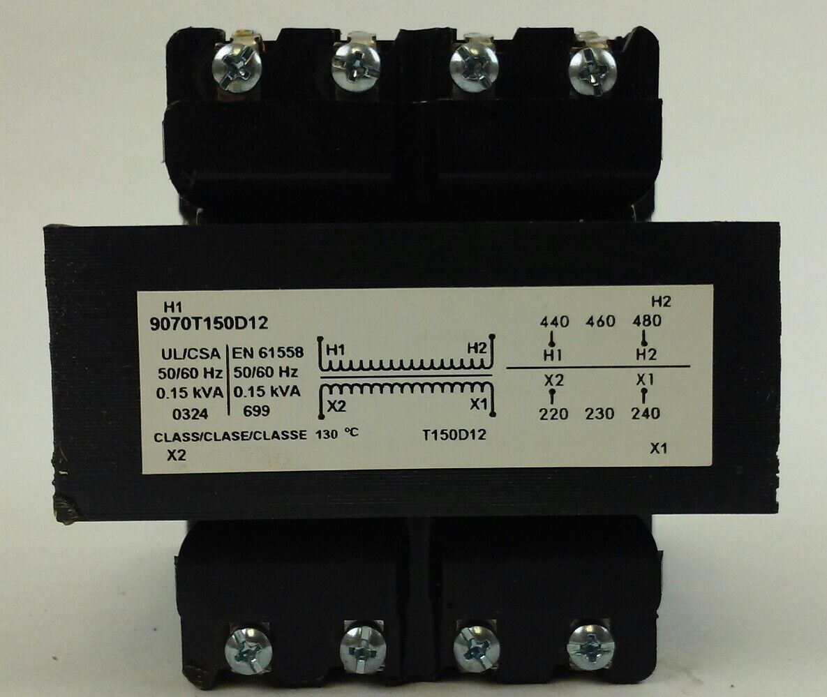 Square D 9070T150D12 Industrial Control Transformer 0.15kVA PRIM.VAC 480/460/440