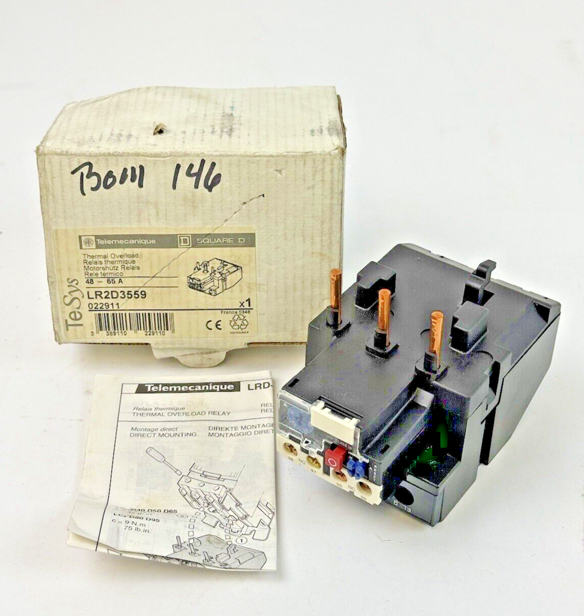 TELEMECANIQUE / SQUARE D - LR2D3559 - THERM OVERLOAD RELAY - 3POLE/600VAC/48-65A