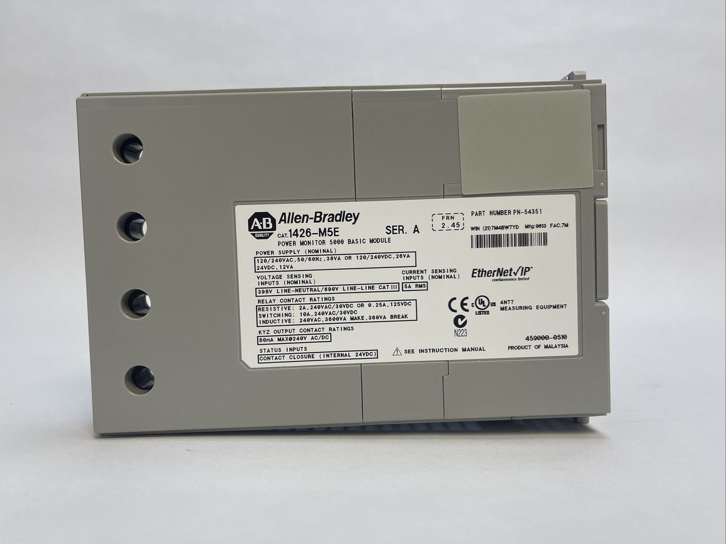 ALLEN BRADLEY 1426-M5E POWER MONITOR 5000 BASIC MODULE SER A FRN 2.45