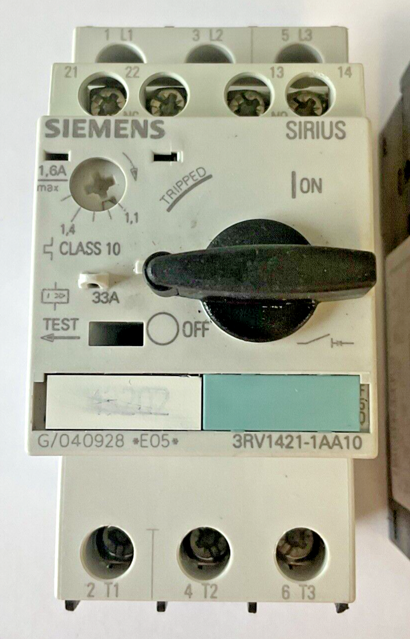 SIEMENS 3RV1421-1AA10 MOTOR CONTROL 3RV1901-1E 33A 480V***LOTOF2***