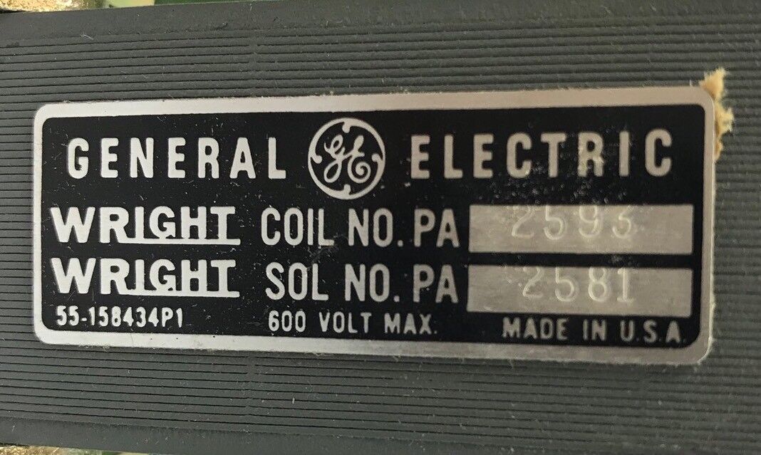 GE CR9500C101BW60D SOLENOID PULL TYPE COIL 230V 60HZ INT STROKE 1-INCH MAX