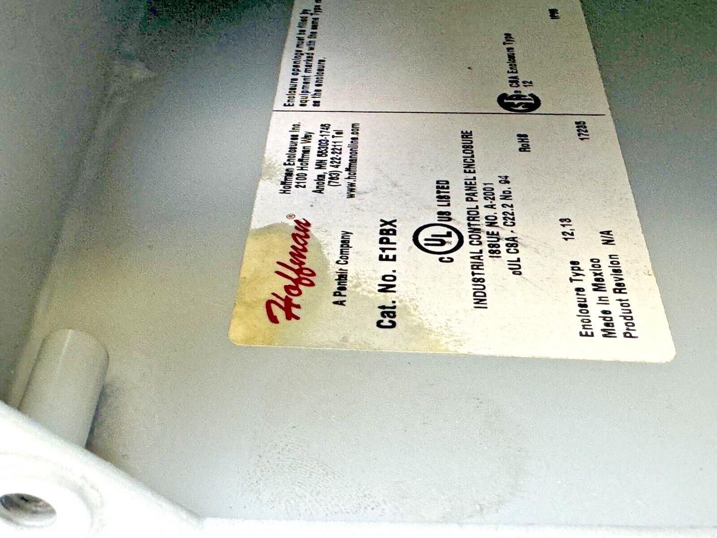 GRACE PORT - R-3W-L - HOFFMAN E1PBX - SAFESIDE R-3W -VOLTAGE INDICATOR ENCLOSURE