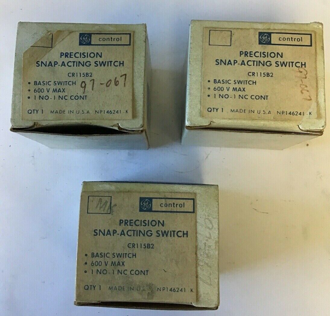 GE CR115B2 PRECISION SNAP-ACTING SWITCH 600V 1NO-1NC CONT.**LOTOF3**