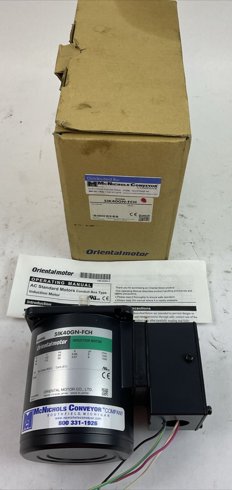 ORIENTAL MOTOR 5IK40GN-FCH INDUCTION MOTOR 115V 60HZ 0.67A 1500R/MIN 40W