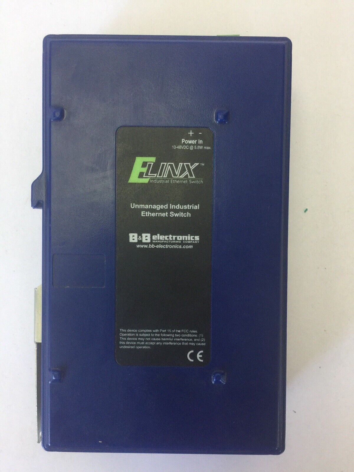 B&B ELECTRONICS ELINX EIR208 ETHERNET SWITCH CLASS 2 INPUT ONLY 10-48VDC @ 5.8W