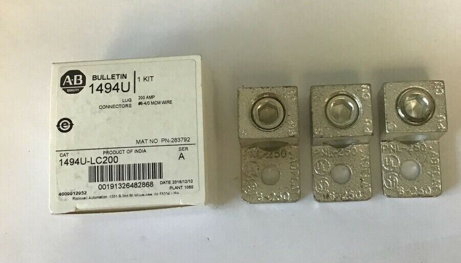ALLEN BRADLEY 1494U-LC200 LUG CONNECTORS KIT 200AMP SER.A