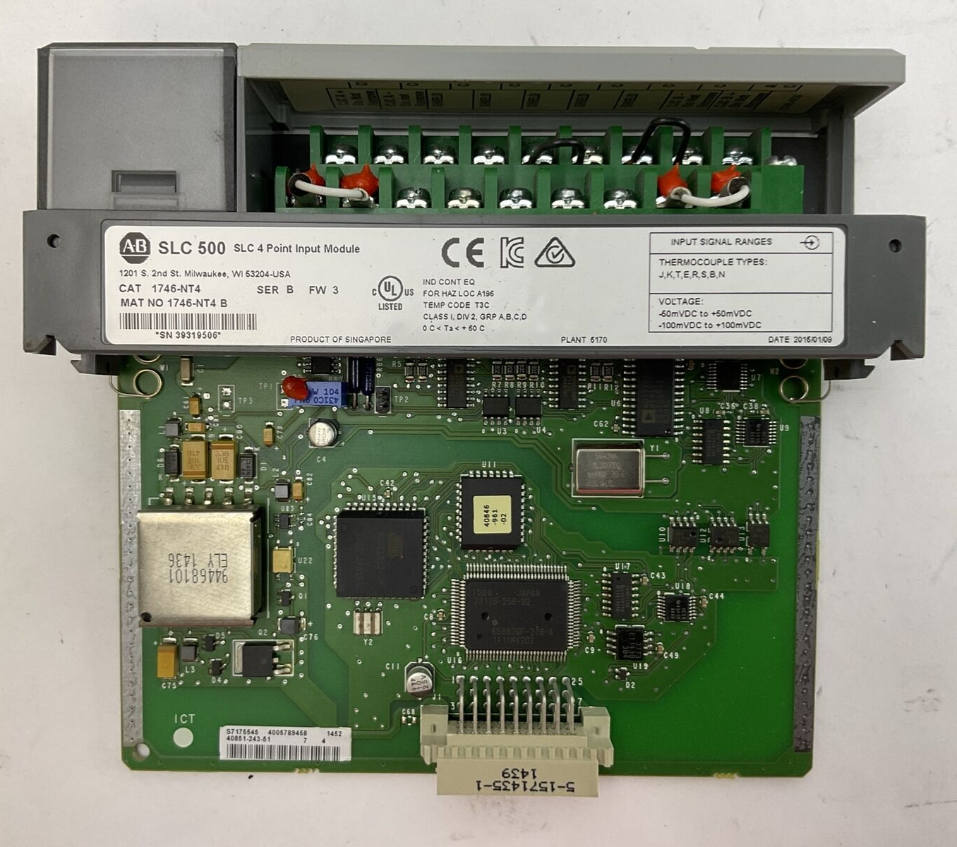 ALLEN BRADLEY 1746-NT4 SER B F/W 3 SLC 500 SLC 4 POINT INPUT MODULE