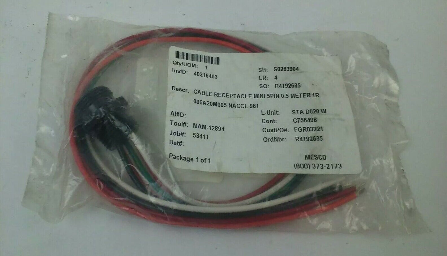 BRAD CONNECTIVITY 1R5006A20M005 MINI-CHANGE RECEPTACLE 5P MALE STRAIGHT