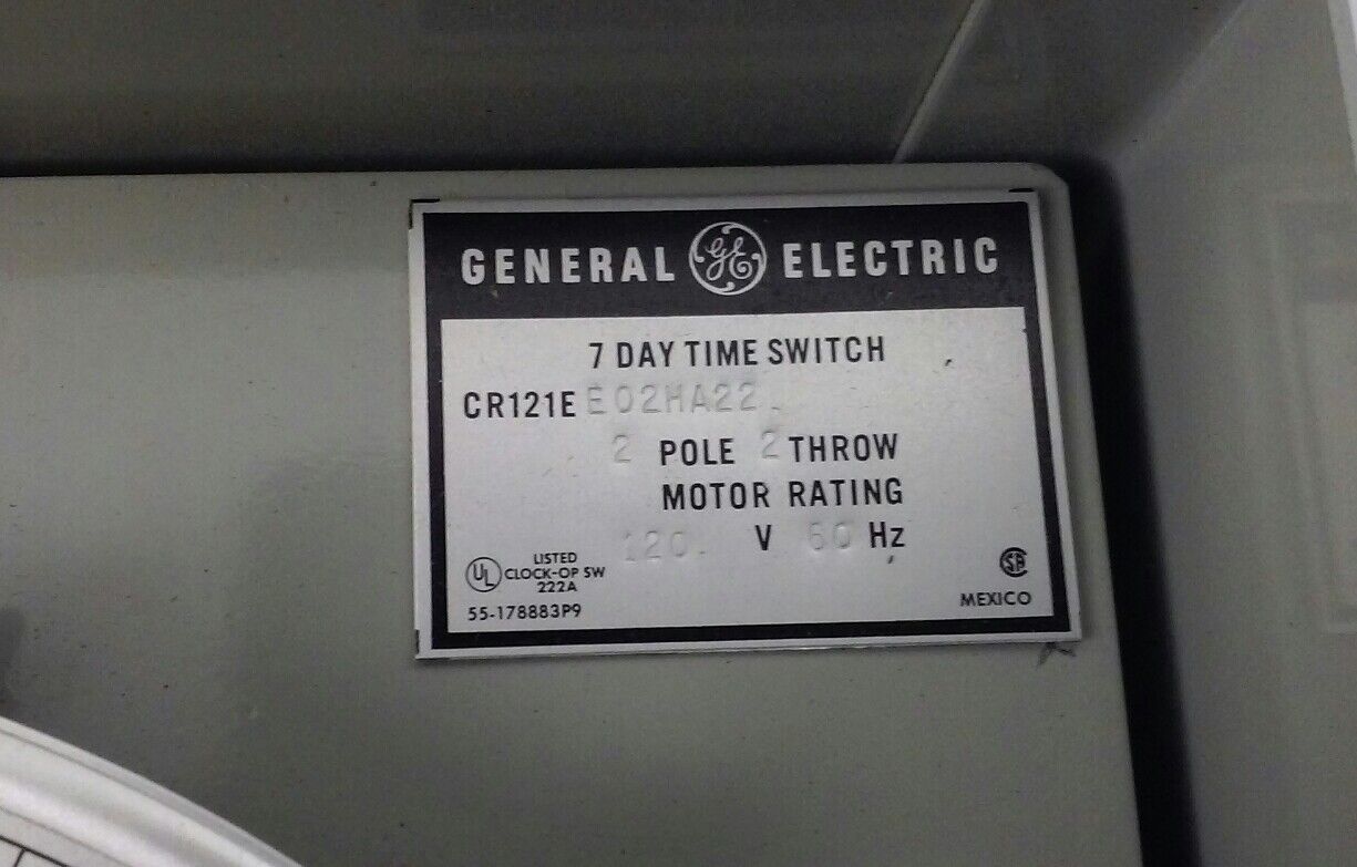 GE Control CR121E-E02HA22 7 Day Time Switch - 2 Pole, 2 Throw, 30A *NEW IN BOX*