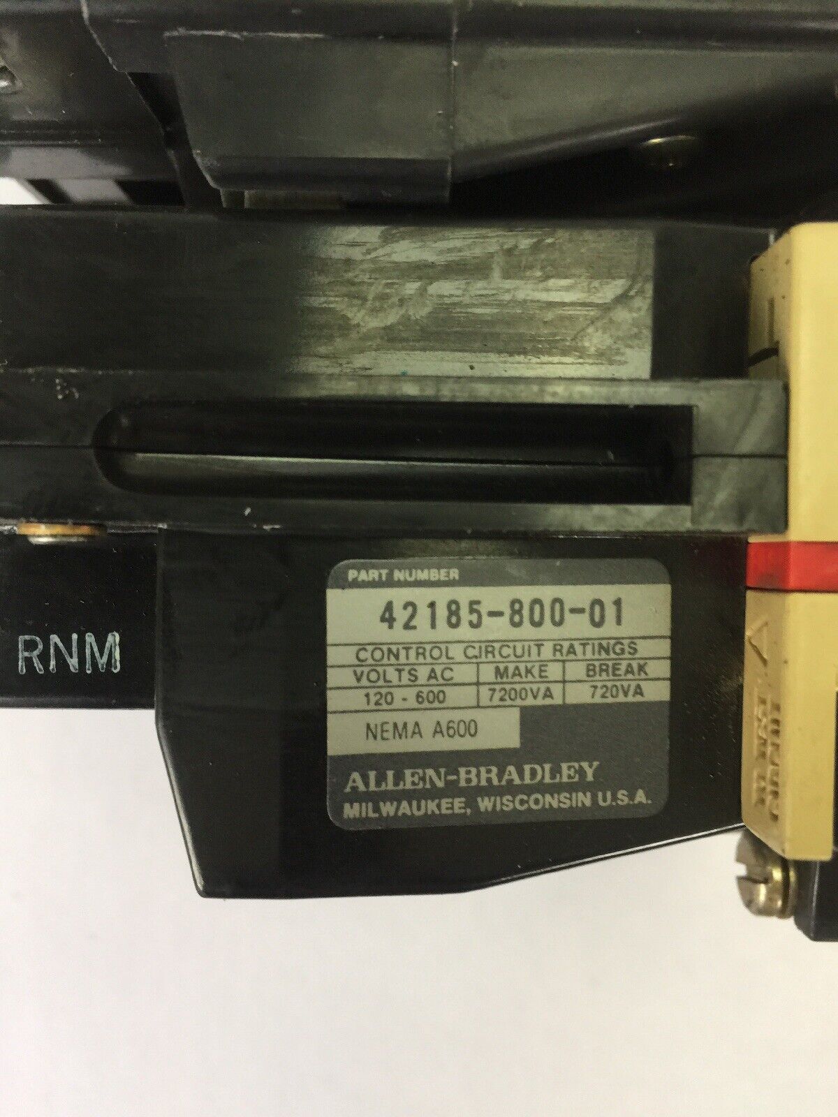 ALLEN BRADLEY 509-B0D SIZE 1 STARTER 600VAC 27AMP 10HP W50 HEATERS 120V COIL