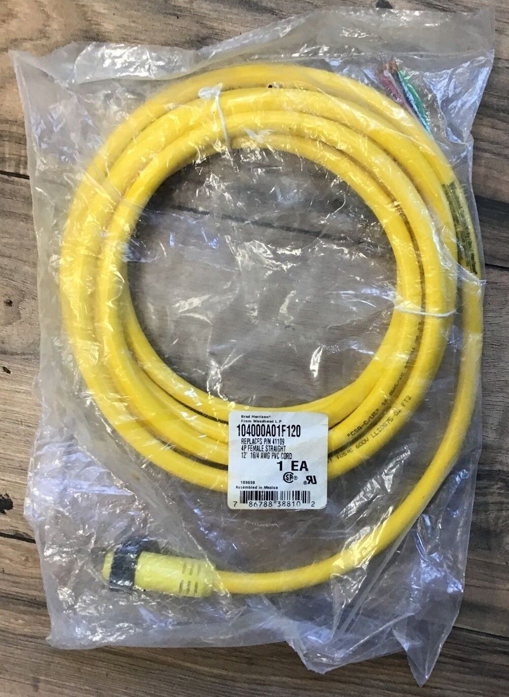 BRAD HARRISON 104000A01F120 12' 16/4 AWG PVC CORD 4P FEMALE STRAIGHT
