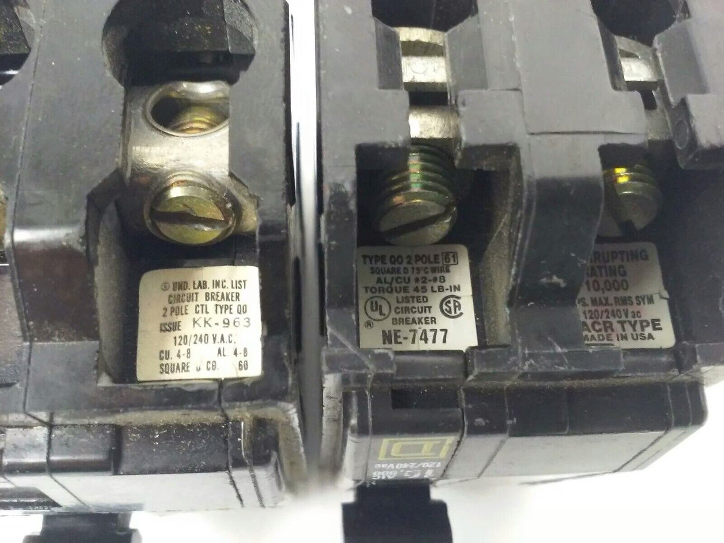 SQUARE D QO240 CIRCUIT BREAKER, 2 POLE, 40 AMP, 120/240V, 10KA, QO, (LOT OF 2)