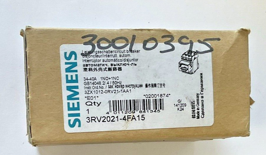 SIEMENS 3RV2021-4FA15 MOTOR CONTROL 24-40A