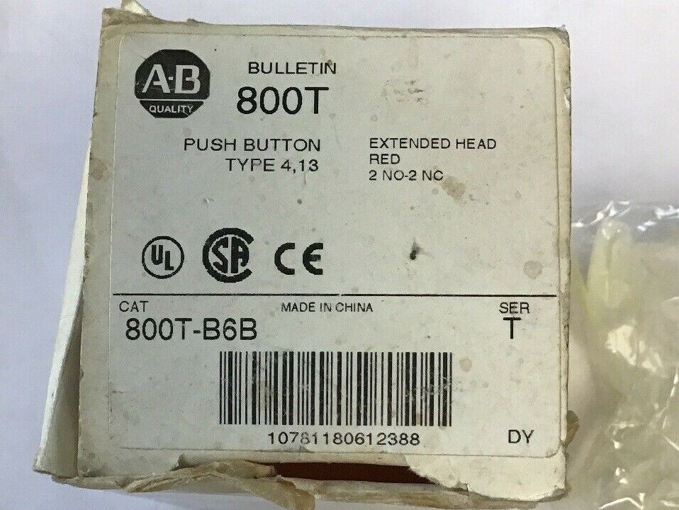 ALLEN BRADLEY 800T-B6B SERIES T TYPE 4,13 EXTENDED HEAD RED