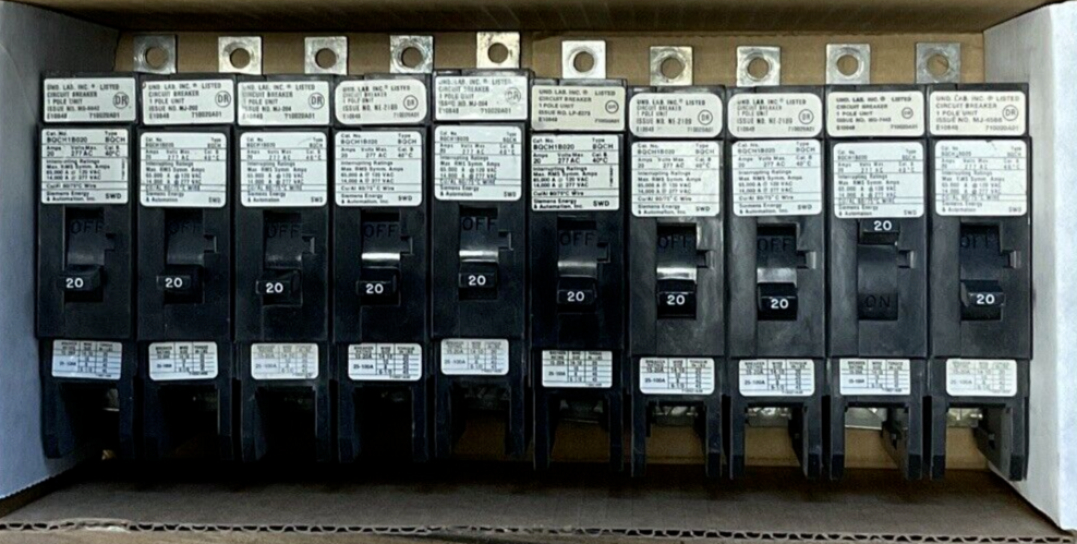 SIEMENS BQCH1B020 CIRCUIT BREAKER 20AMP 277VAC TYPE BQCH 1POLE ****LOTOF10****