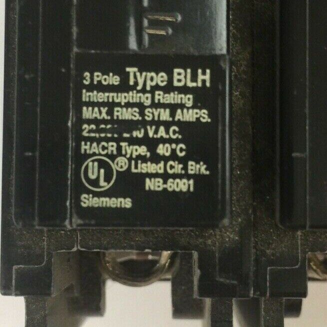 ITE SIEMENS B390H CIRCUIT BREAKER 90A 240VAC 3POLE TYPE BLH