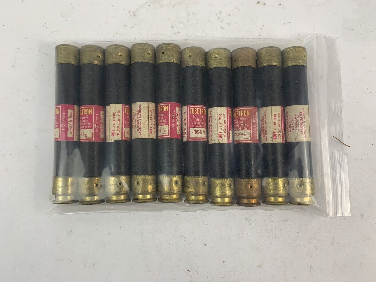 Bussmann Fusetron Dual-Element FRS-R-6/10 6/10A 600V Fuse "Lot of 10"