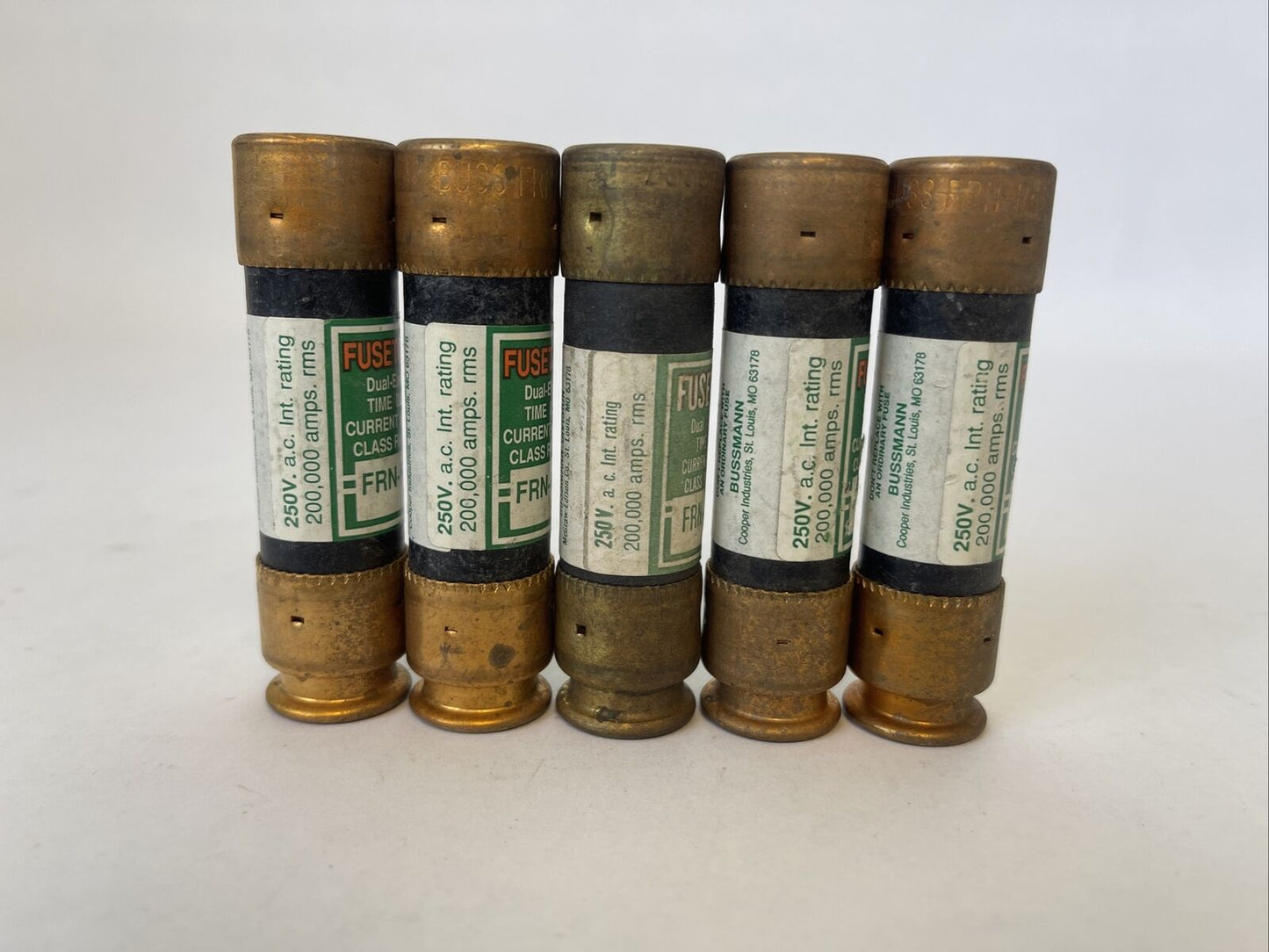 BUSSMANN FRN-R-45 FUSETRON DUAL ELEMENT CLASS RK5 FUSE 45AMP 250VAC (LOT OF 5)