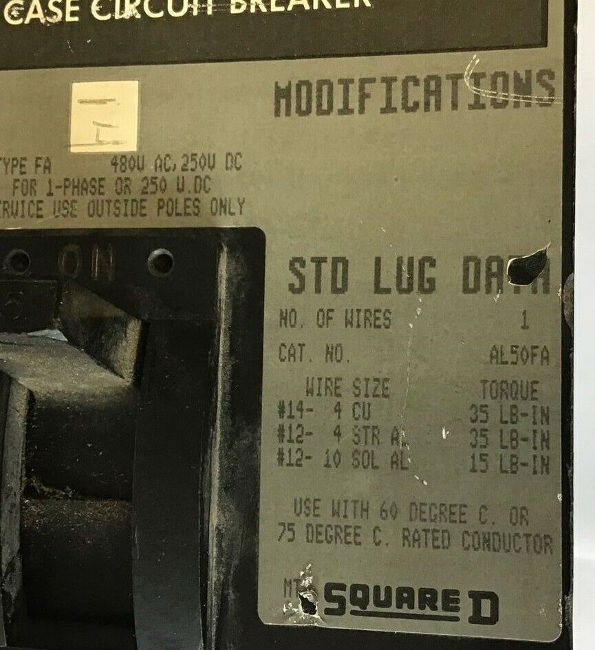 SQUARE D FA34015 CIRCUIT BREAKER 15A 480VAC 250VDC SER.2