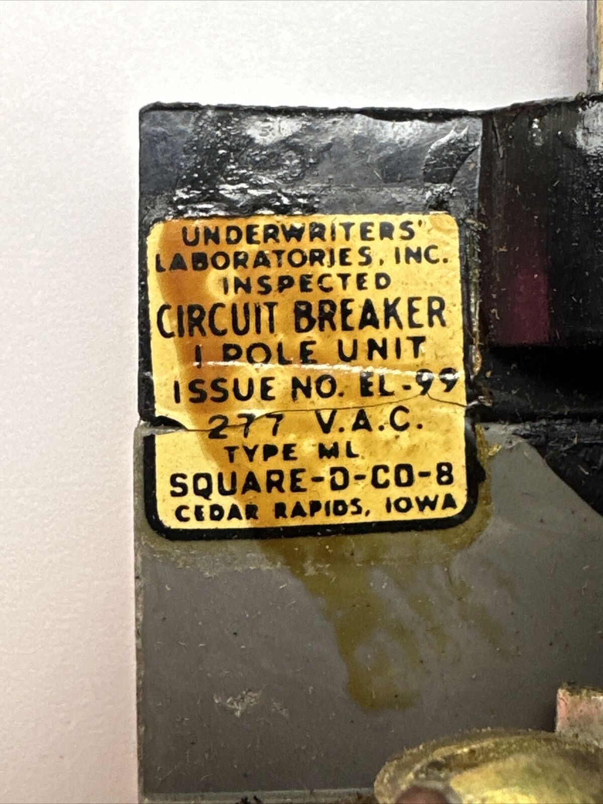 SQUARE D 992920 CIRCUIT BREAKER 277VAC 20AMP 1POLE TYPE ML