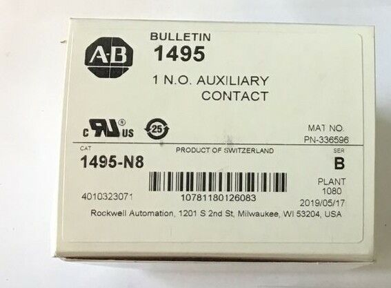 ALLEN BRADLEY 1495-N8 AUXILIARY CONTACT SER.B 1 N.O.