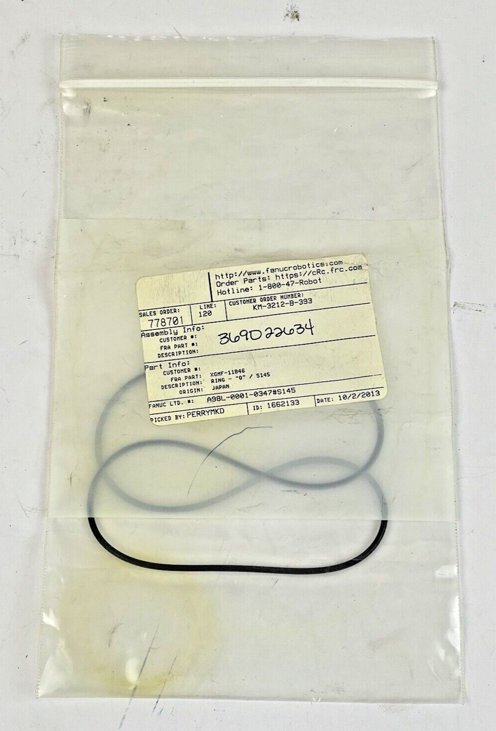 FANUC - XGMF-11846 - O-RING REPLACEMENT, BLK - O-RING S145
