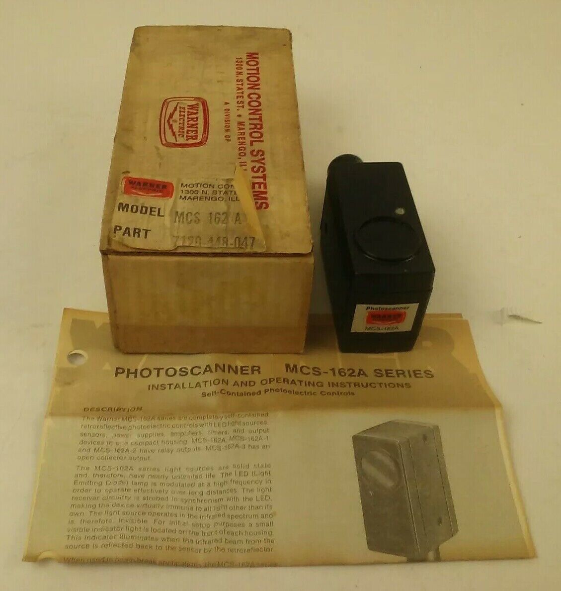 WARNER ELECTRIC 7120-448-047 MODEL MCS-162A PHOTOSCANNER PHOTOELECTRIC CONTROL