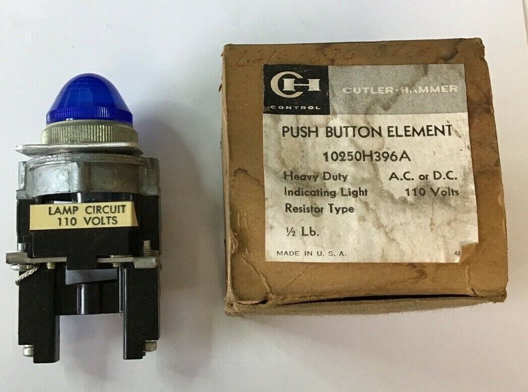 CUTLER HAMMER 10250H396A PUSH BUTTON ELEMENT INDICATING LIGHT 110V HEAVY DUTY