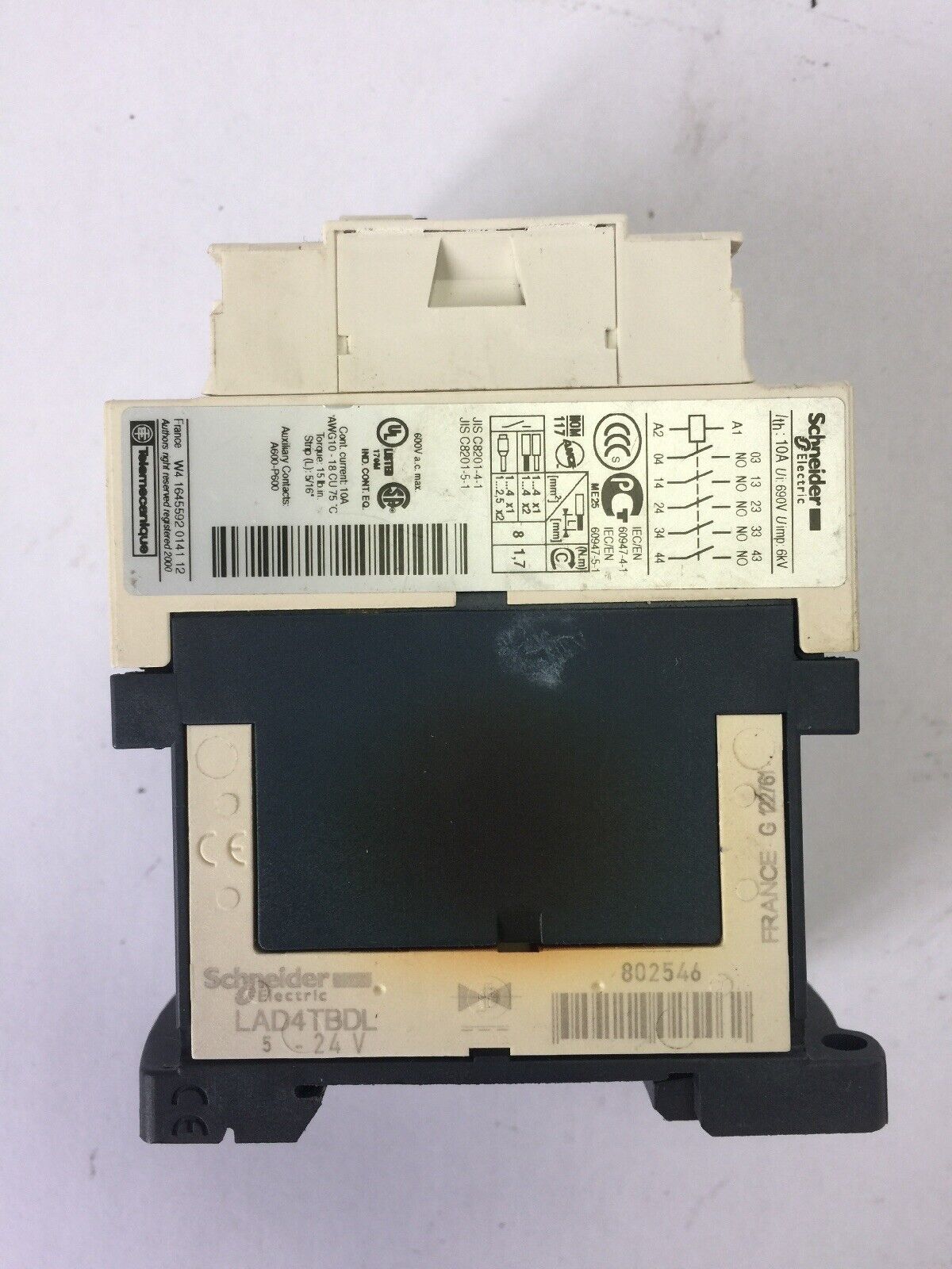 TELEMECANIQUE CAD50BD CONTACTOR 24 VDC LAD4TBDL 5-24V