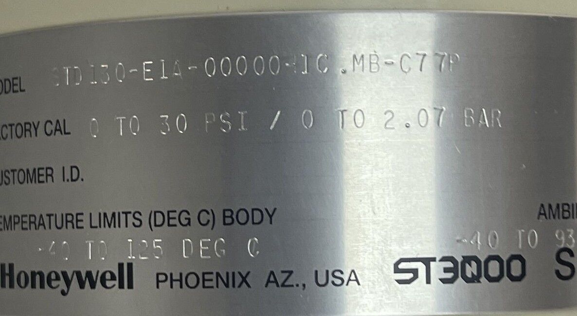 HONEYWELL STD130-E1A-00000-1C.MB-C77P TRANSMITTER 0-30 PSI 0-2.07 BAR