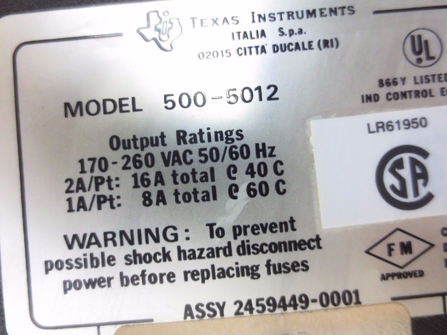 TEXAS INSTRUMENTS / SIEMENS 500-5012 220V OUTPUT MODULE
