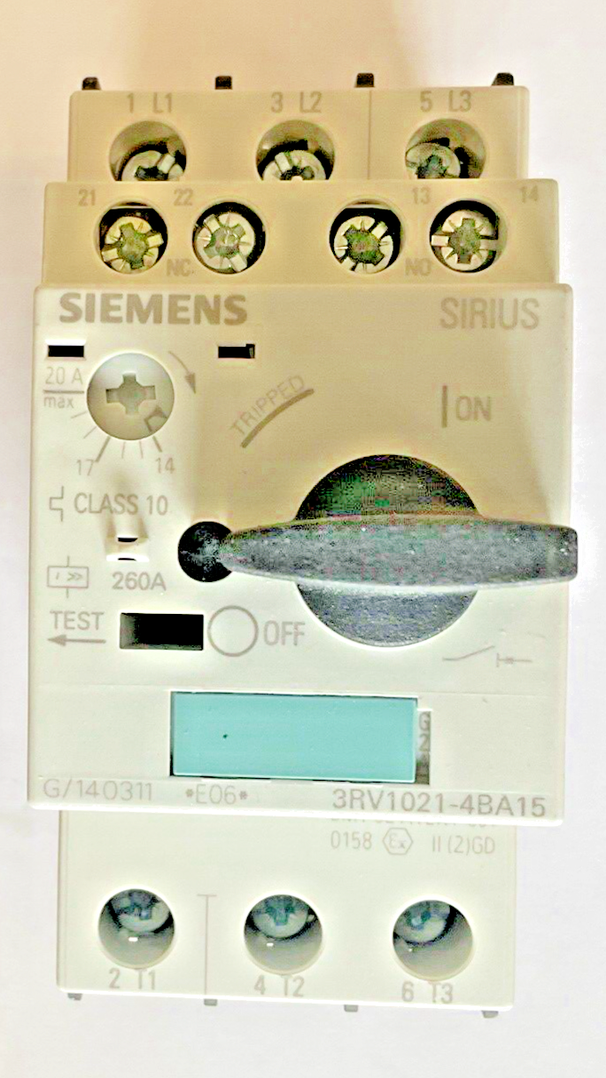 SIEMENS 3RV1021-4BA15 MOTOR CONTROL 14-20A 50HZ