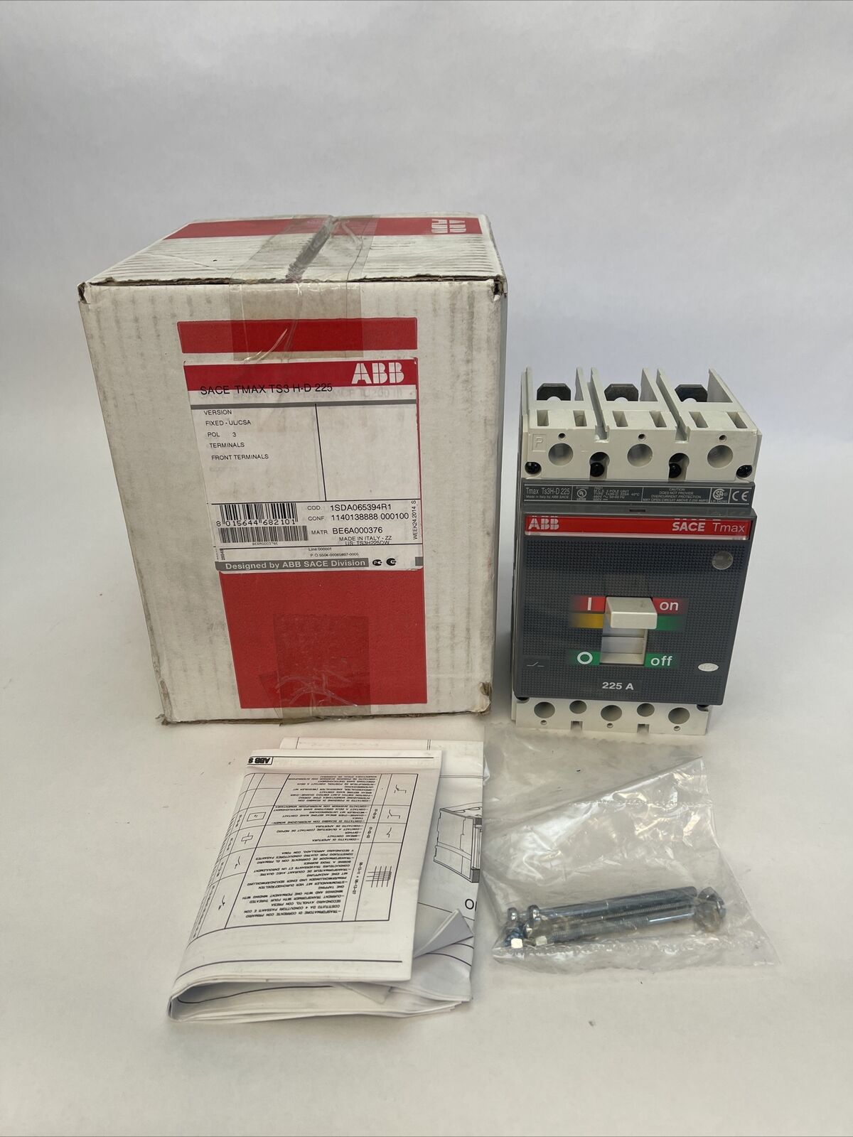 ABB SACE TMAX TS3H-D 225 CIRCUIT BREAKER 225AMP 480VAC 500VDC 3POLE