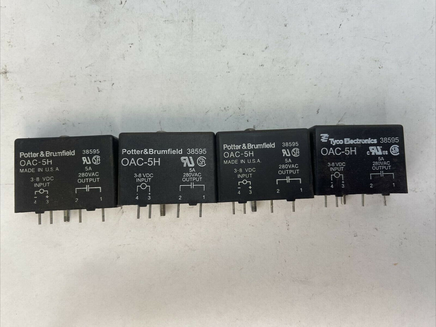 POTTER & BRUMFIELD / TYCO OAC-5H I/O MODULE OUTPUT 5A 280VAC INPUT (LOT OF 4)
