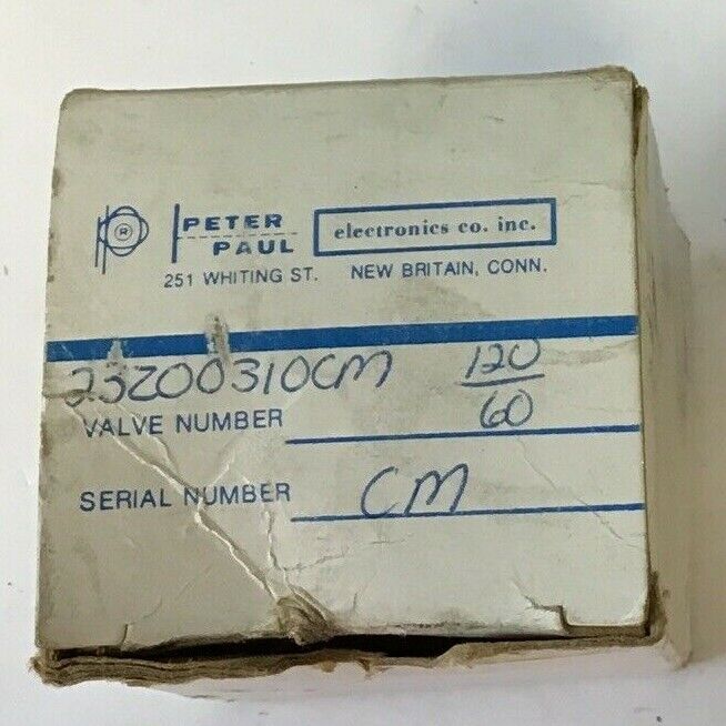PETER PAUL 23Z00310CM VALVE 120V 60HZ 8.7WATTS P.S.I. 75 SER.CM 3/32 3/32