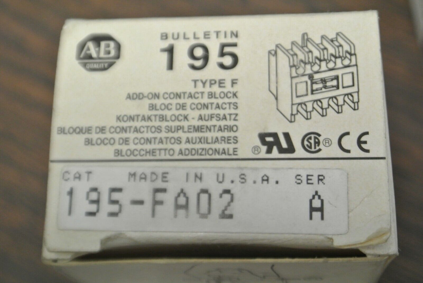 LOT of 2 / ALLEN-BRADLEY 195-FA02 ADD-ON CONTACT BLOCK / NEW SURPLUS