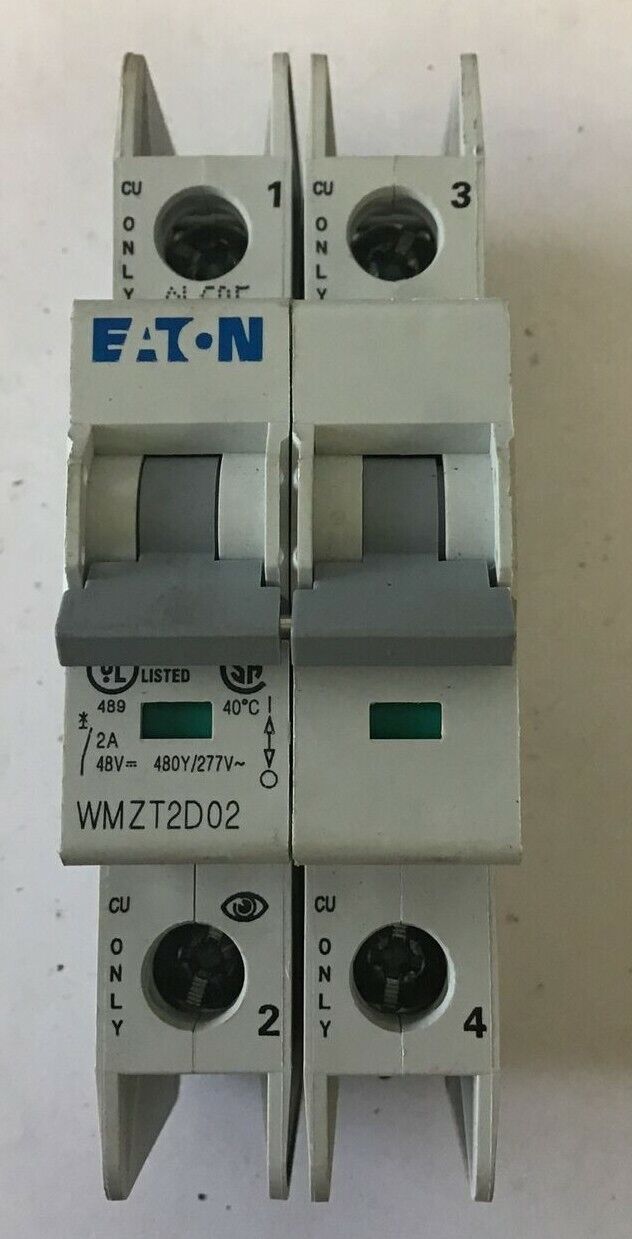 EATON WMZT2D02 CIRCUIT BREAKER 2A 480Y/277VAC 10KA 2POLE 50/60HZ***LOTOF3***