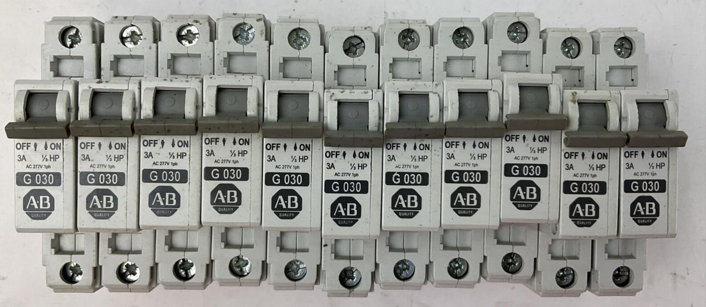 ALLEN BRADLEY 1492-CB1G030 3A 1/3HP 1P 277VAC 1PH SER C (LOT OF 11)