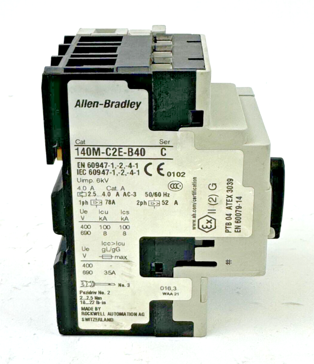 ALLEN-BRADLEY - 140M-C2E-B40 SER. C - MOTOR PROTECTOR + 140M-C-A SER. A AUX. CON