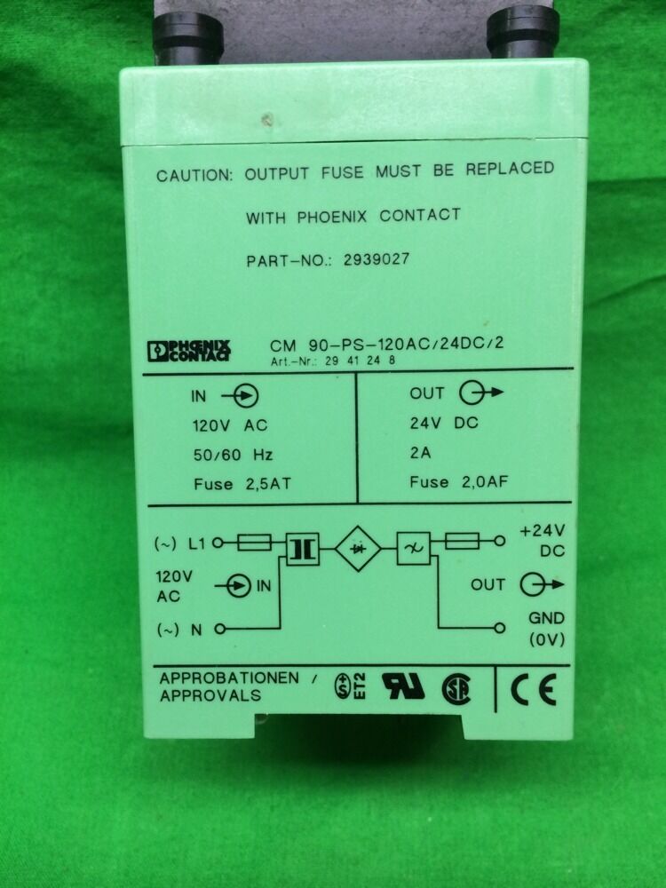 PHOENIX CONTACT 2939027 POWER SUPPLY 120VAC 2AMP