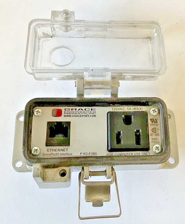 GRACE P-R2-F3R0 ETHERNET INTERFACE CONNECTOR PORT 120VAC 5A **HOLE IN COVER**