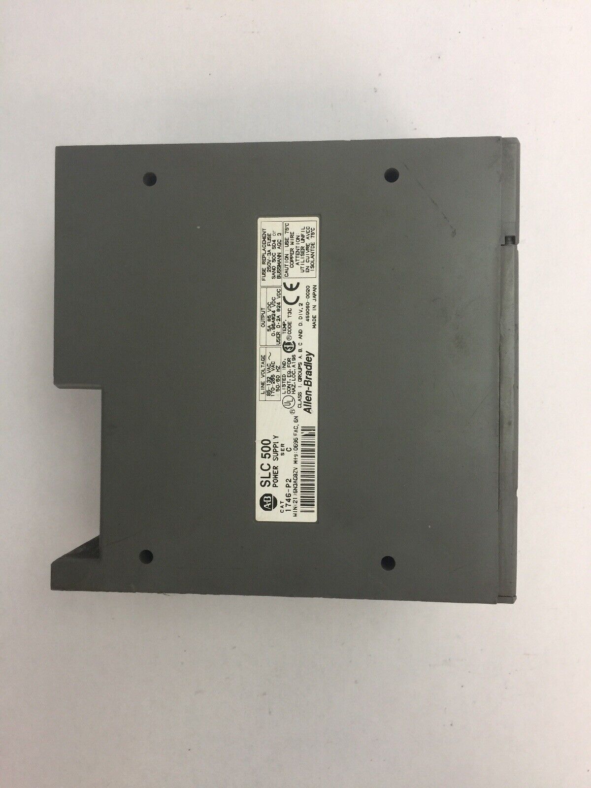 ALLEN BRADLEY 1746-P2 SER.C SLC 500 POWER SUPPLY 85-132VAC/170-265VAC 5A@5VDC