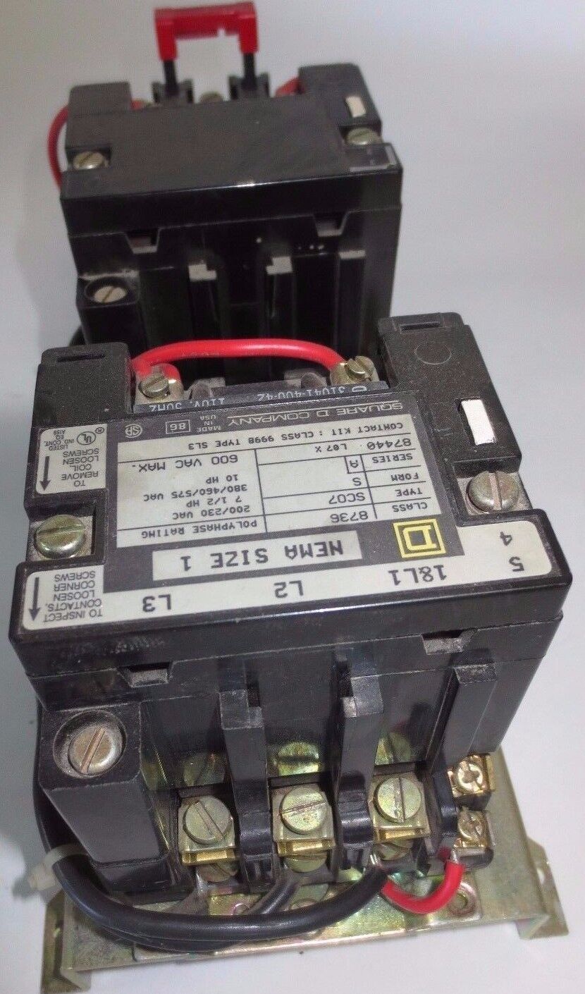 SQUARE D 8736 SCO7 SIZE 1 REVERSING STARTER - 110/120V COIL - 10HP - 27A
