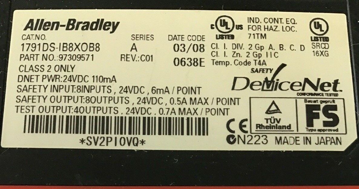 ALLEN BRADLEY, 1791DS-IB8XOB8 8 INPUT/OUTPUTS 24VDC SERIES A COMPACT BLOCK