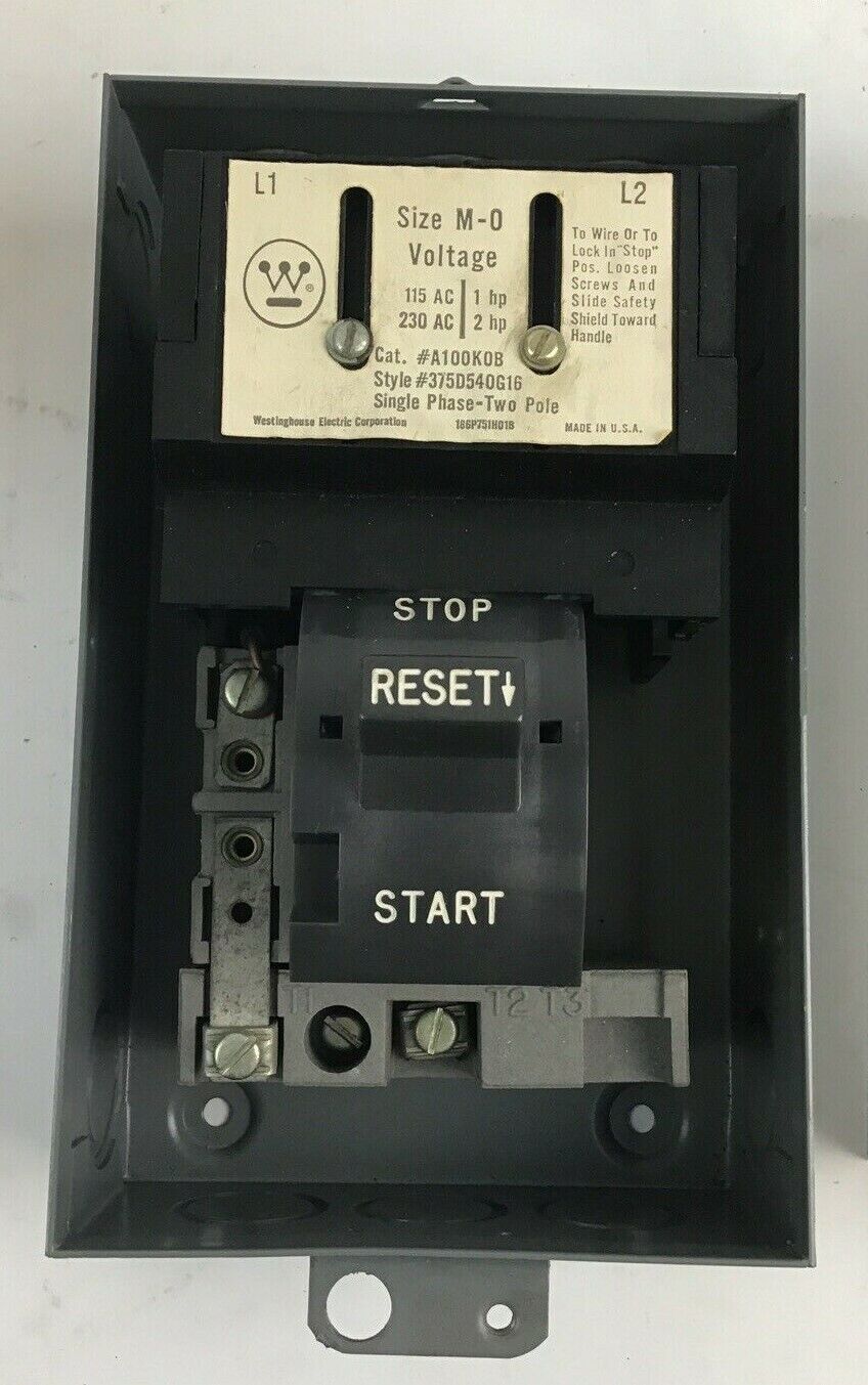 WESTINGHOUSE A100S0B MANUAL STARTER SZ.M-O 2POLE 1PH 1HP-115VAC 2HP-230VAC