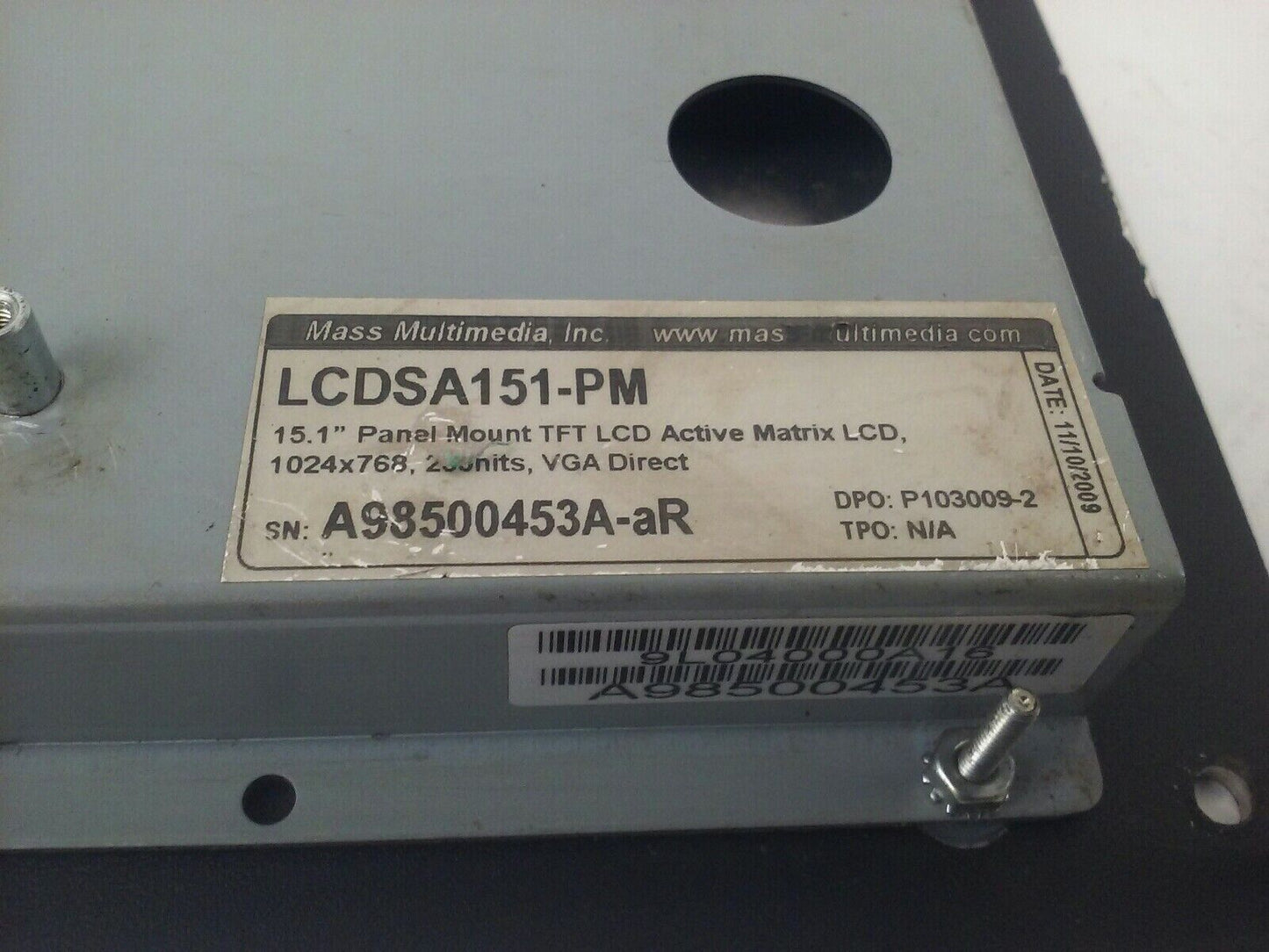 MASS MULTIMEDIA LCDSA151-PM 15.1'' PANEL MOUNT TFT LCD 1024X7687 230NITS