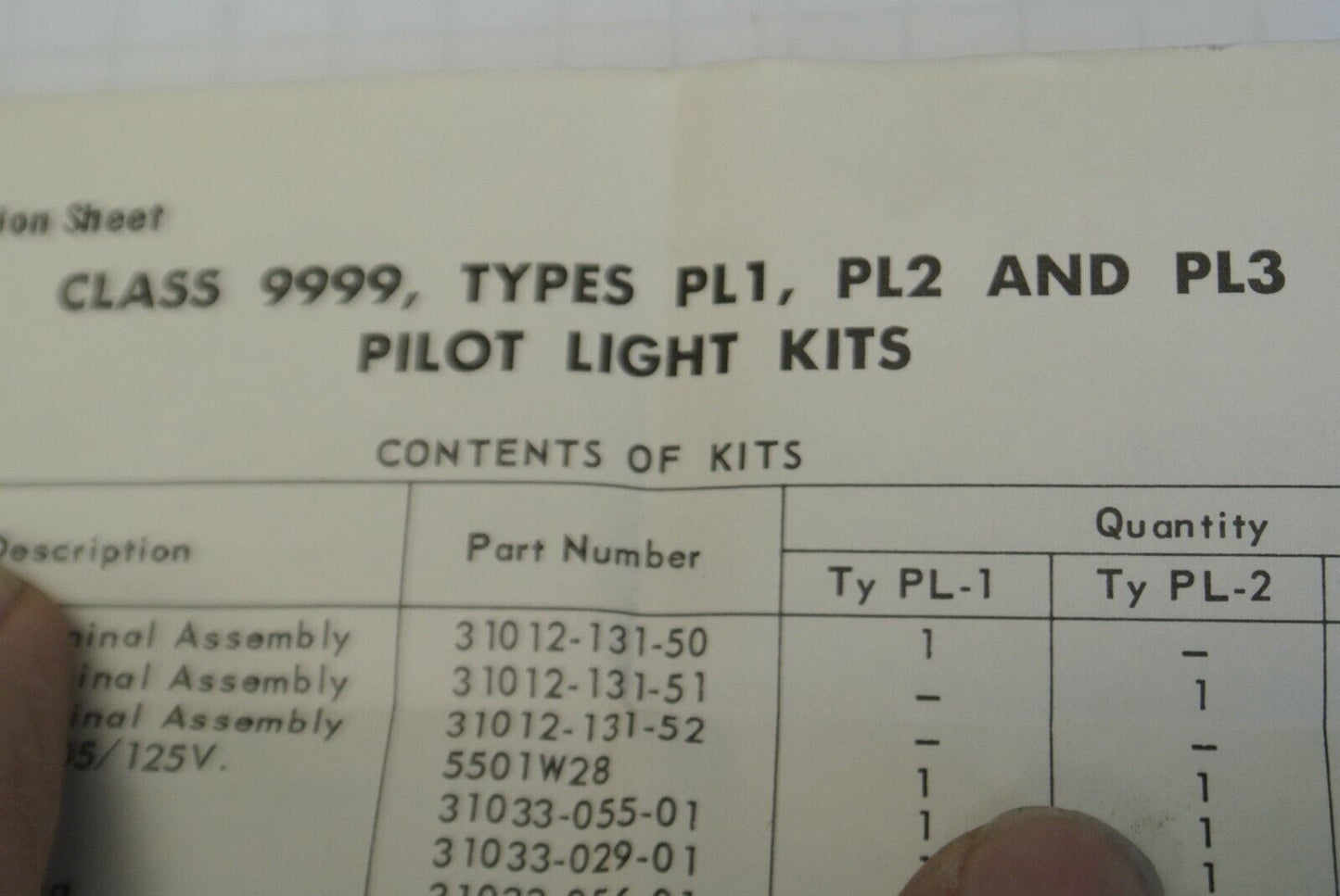 SQUARE D / 9999 PL-1 / PILOT LIGHT KIT / 110/120V / RED / NEW SURPLUS