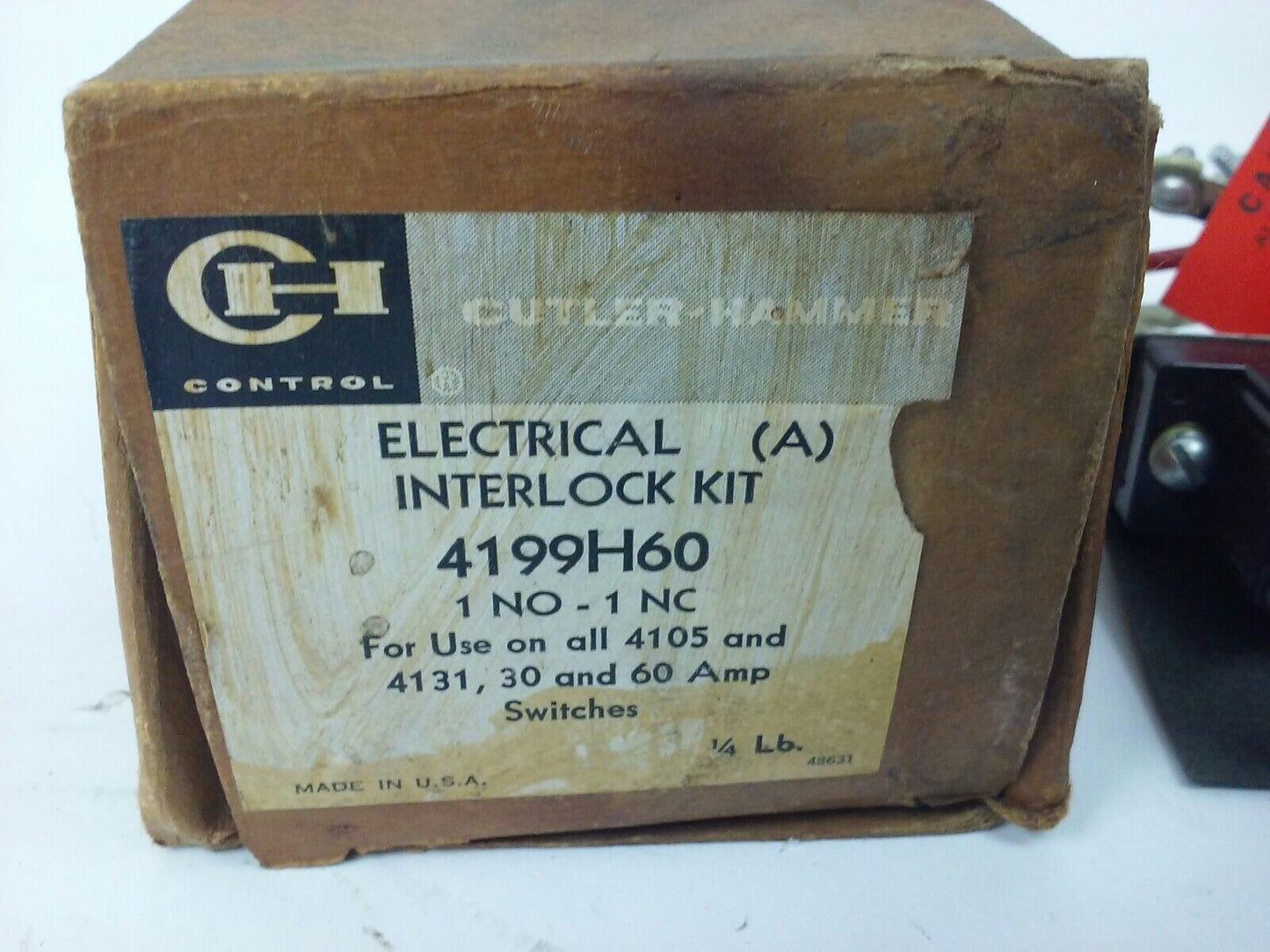 CUTLER HAMMER, 4199H60, ELECTRICAL INTERLOCK KIT, 1 NO-1NC, 103116H89A, NEW